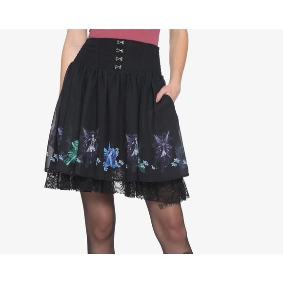FAIRIES By Trick Mini Skirt Lace Hot Topic Goth Fairycore Faeries Womens M Black